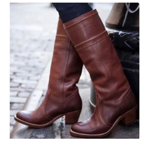 Frye Shoes - Frye Womens Jane Size 6 B stitch Redwood Leather Boots Cowboy Leather 77230
